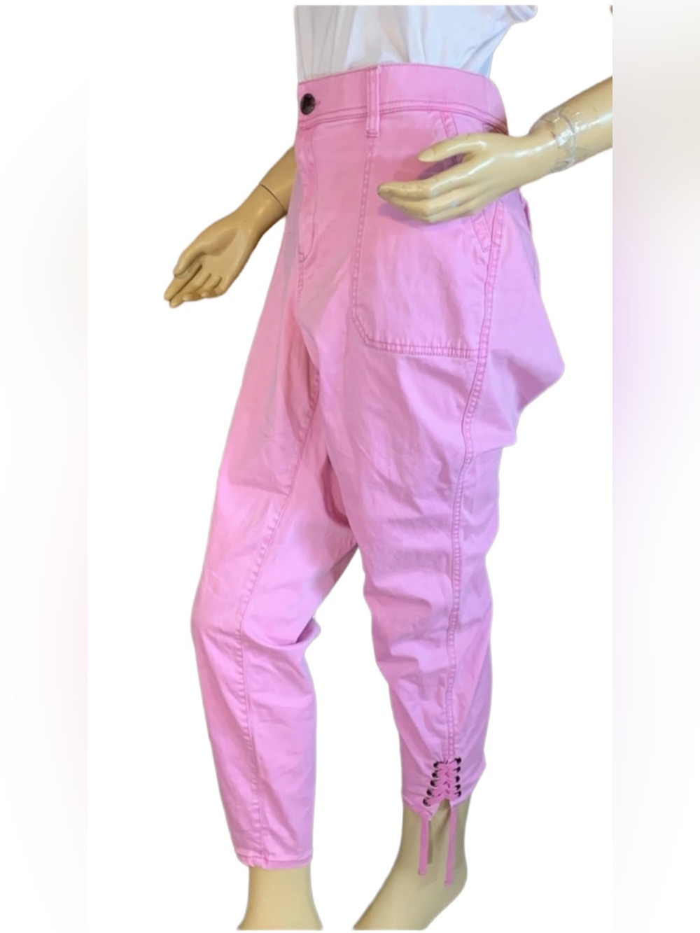 LANE BRYANT ORCHID PINK SKINNY LEG CORSET HEM PANTS (18) - Picture 3 of 13